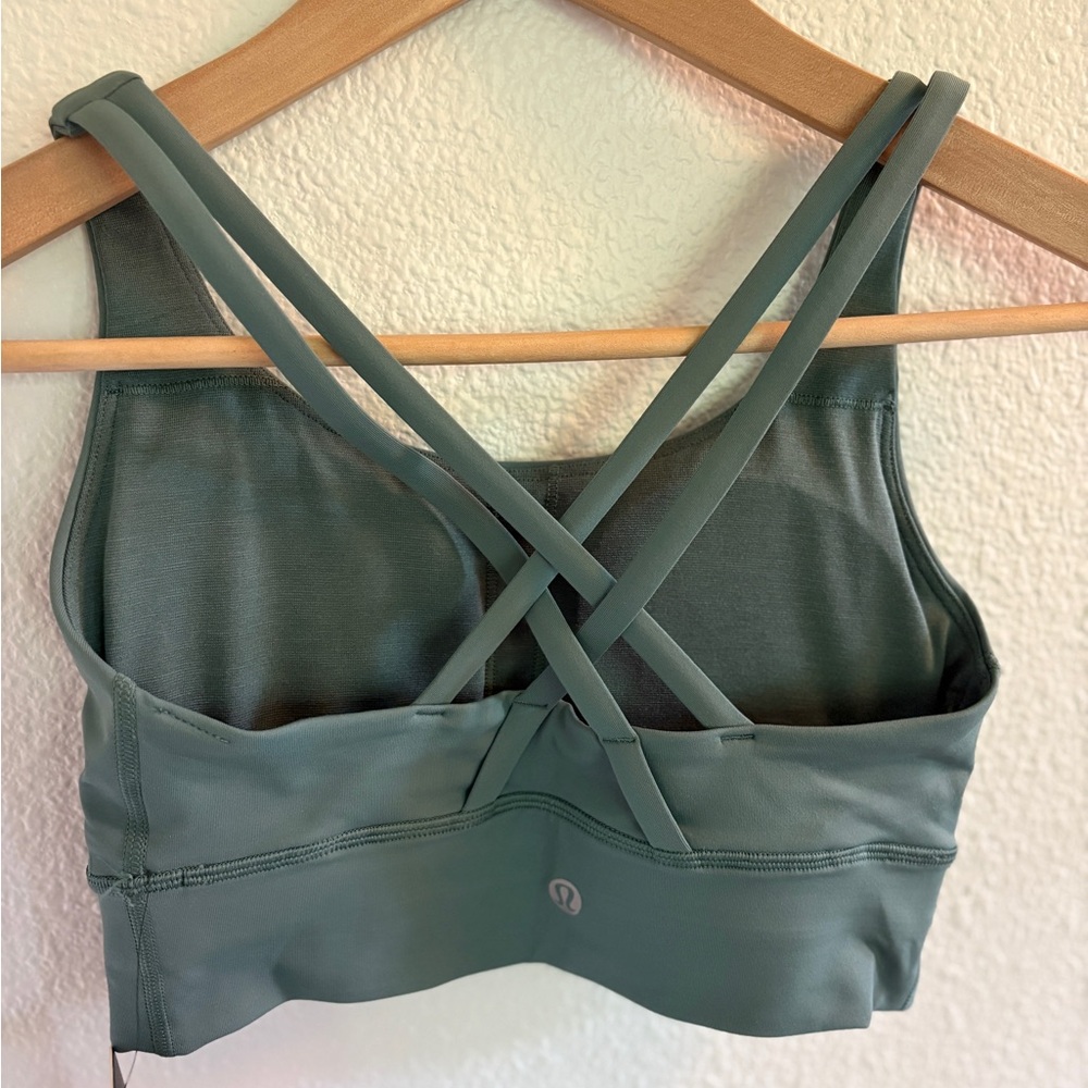 Lululemon for Peloton Energy Longline sports bra in teal, size 4, NWT.